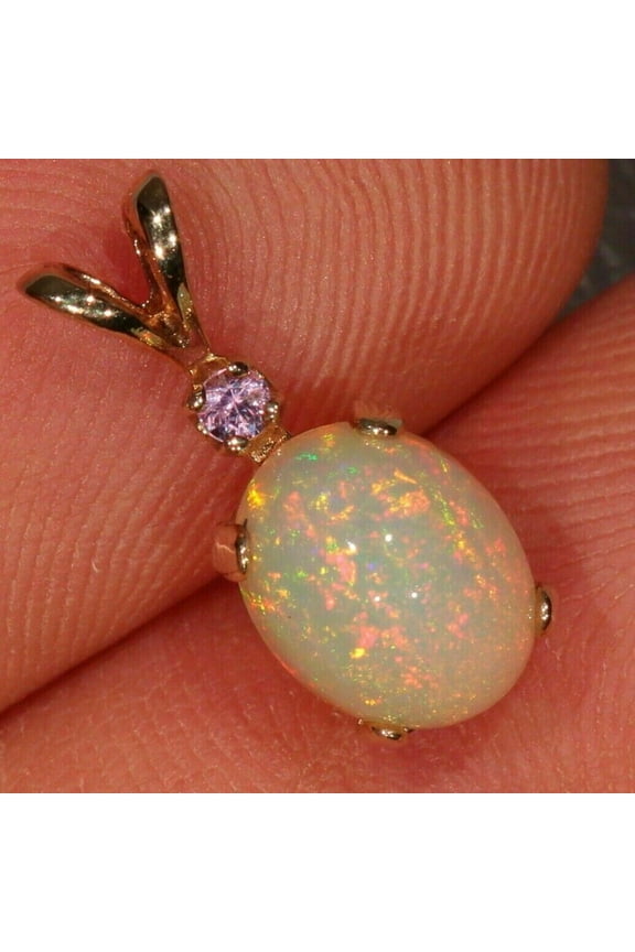 3Ct Oval Cut Fire Opal Solitaire Pendant 14K Yellow Gold Plated Free Chain