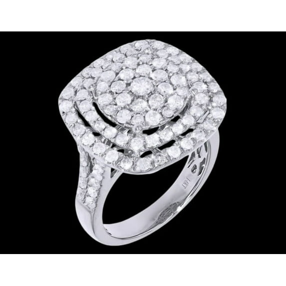 Silver & Stone Jewels 3Ctw Round Cut Moissanite Cluster Ring for Women 14K White Gold Plated Silver Plated