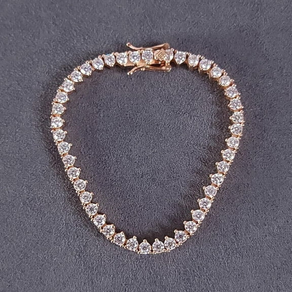 Silver & Stone Jewels 6 CTW Round Cut Cubic Zirconia 14K Rose Gold Finish Women's Tennis Bracelet