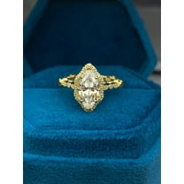 Silver & Stone Jewels Cubic Zirconia Marquise Cut Cocktail Women Wedding Engagement Ring 14K Yellow Gold Finish Silver