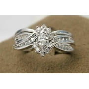 Silver & Stone Jewels Engagement Bridal Ring Set 2Ct Marquise Cubic Zirconia 14K White Gold Finish