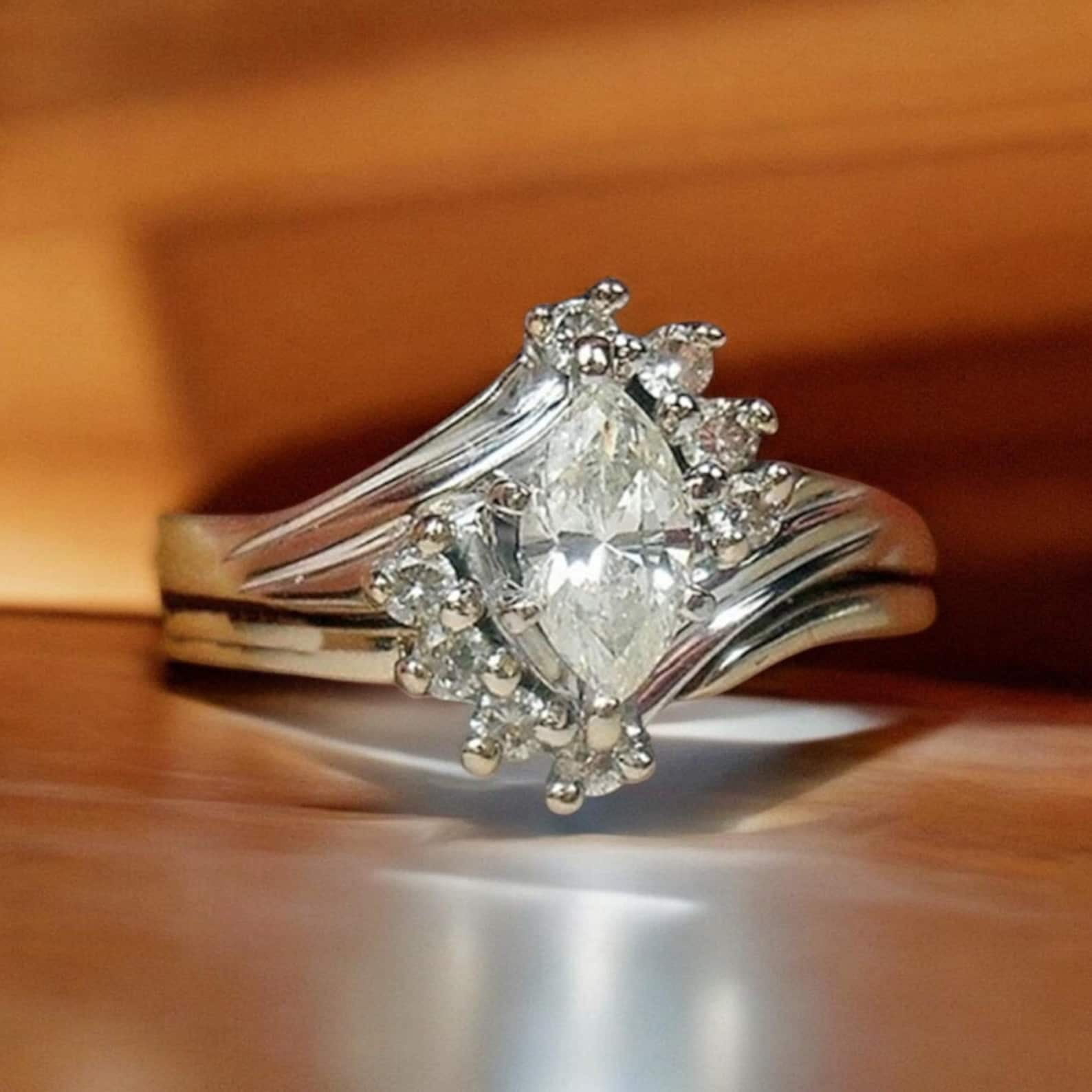 Marquise Cut Cubic Zirconia Ring – 925 Silver Plated, Sizes 6-10, Women's Gift 11 thumbnail image