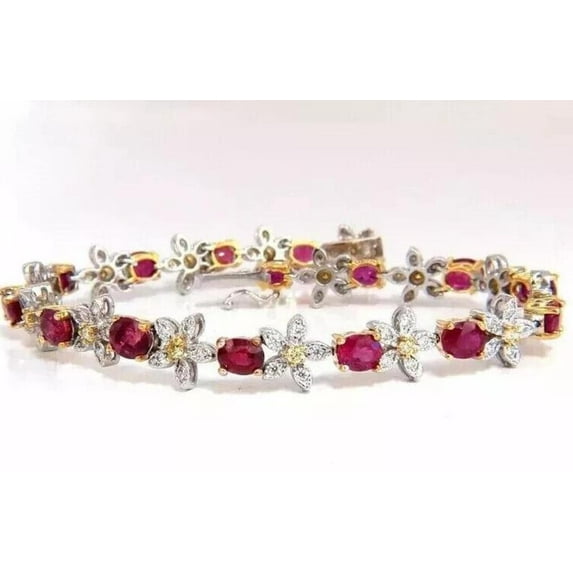 Silver & Stone Jewels Princess Cut Green Cubic Zirconia 14K White Gold Finish Silver Women's Bracelet