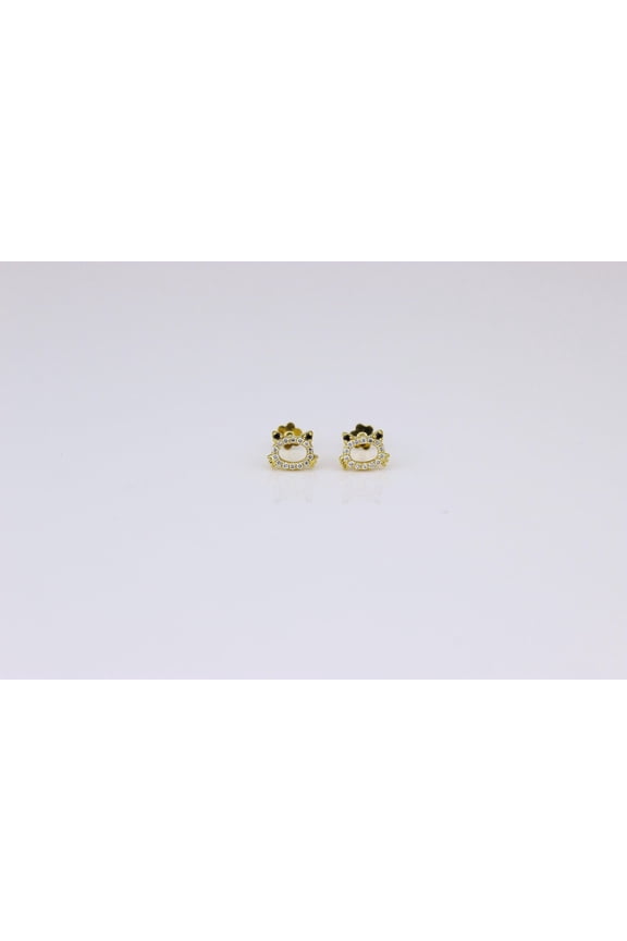 Round Cut Cubic Zirconia 14K Yellow Gold Finish Frog Earrings