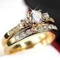 thumbnail image 1 of Silver & Stone Jewels Round Cut Cubic Zirconia Eternity Band Rings, Bridal Rings Set 14K Yellow Gold Finish Silver, 1 of 6