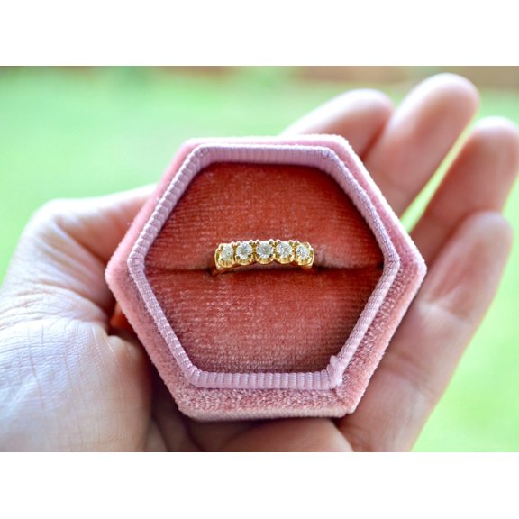 Silver & Stone Jewels Round Cut Cubic Zirconia Wedding Band Ring Women 14K Yellow Gold Finish Silver