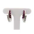thumbnail image 1 of Silver & Stone Jewels Round Pink Cubic Zirconia Women's Huggie Hoop Earrings 14K White Gold Finish, 1 of 5