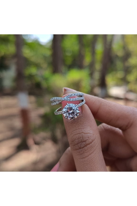 Sparkling CZ Bridal Ring Set Halo Engagement & Infinity Band, Perfect for Proposals or Anniversaries