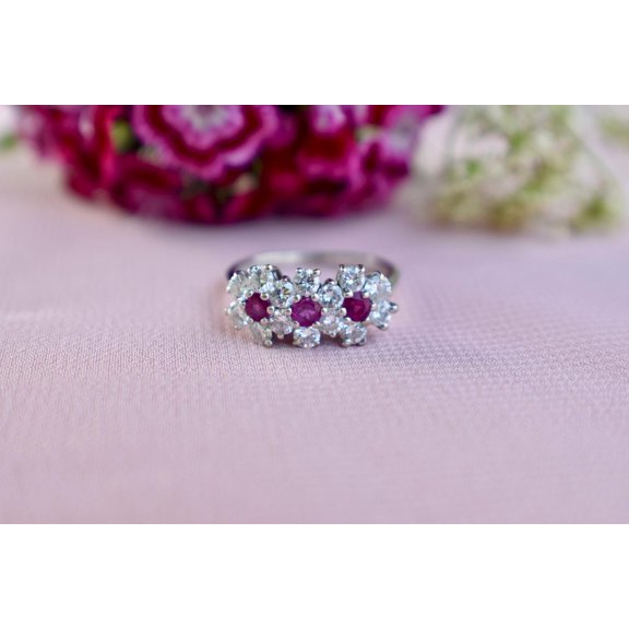 Silver & Stone Jewels Sterling Silver Floral Cluster Ring Cubic Zirconia Accents