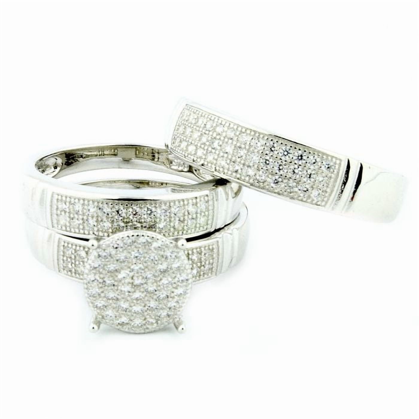 Silver & Stone Jewels Trio Ring Set Sterling Silver With CZ 14.5mm Wide — free download