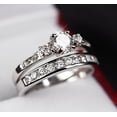 thumbnail image 1 of Silver & Stone Jewels White Gold Finish Ring Set CZ Engagement & Band, Ideal Anniversary Gift, 1 of 6