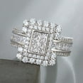 thumbnail image 1 of Silver & Stone Jewels Women Princess Cut Pretty Cluster Wedding Ring Cubic Zirconia 14k White Gold Plated, 1 of 5