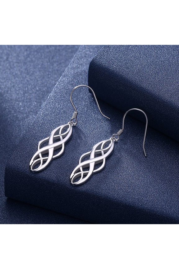 Womens 925 Sterling Silver Elegant Small Infinity Drop Dangle Hook Earrings