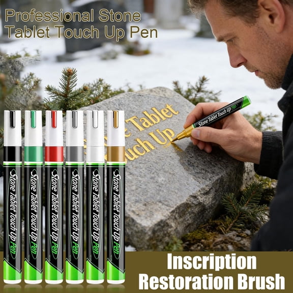 Silver Stone Monument Paint Marker, Paint Touch Up Pen, Stone Repair Marker, Granite Scratch Fix, 6X1 in Size High Temperature Resistant Long Lasting Non-Fading Ink, Designed for