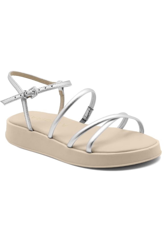 Silver Strappy Flatform Sandals