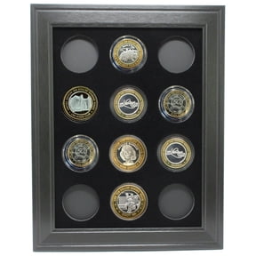 Silver Strike Casino Coins (Not Included) Wall Display Picture Frame Holds 12 Coins Made in the USA