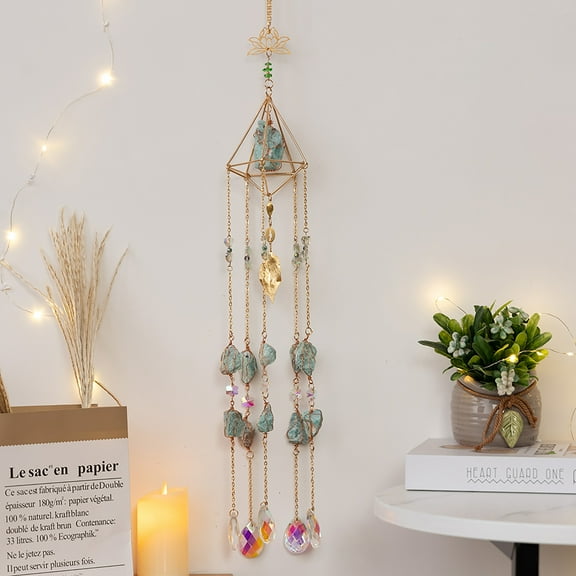 Silver Sun Catcher Wind Chimes Lotus Flower Dream Catcher Hanging Decoration Suncatcher Crystals  Prism for Indoor Home Garden Beautiful Rainbow Maker Wind Chime
