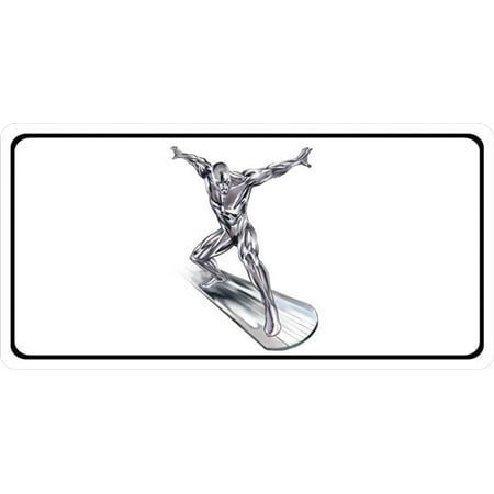 Silver Surfer On White Photo License Plate Free Personalization on this Plate