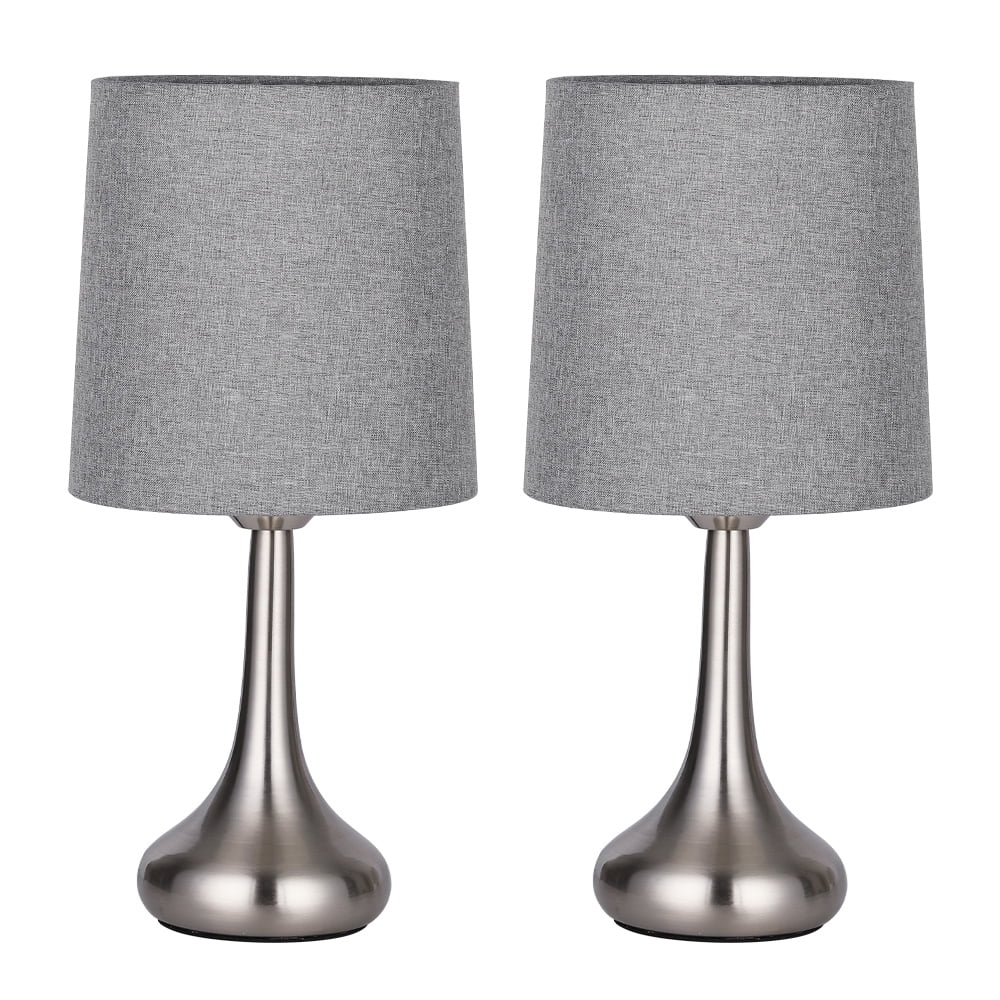 Silver Table Lamps, Desk Lamp Set of 2 with Gray Fabric Shade - Walmart.com