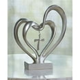 thumbnail image 1 of Marriage Takes Three Matte Silver Finish 13X8 inch Cross in Middle of Hearts Tabletopper, 1 of 2