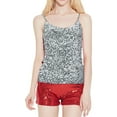 thumbnail image 1 of Silver Tank Top for Women, Polyester Womens Undershirt Tank Tops, Sleeveless Tank Top, Asymmetrical Tops for Women, Sequin Tight Tank Tops for Women, Weekend Heart Sequin Undershirts for Women, 1 of 4