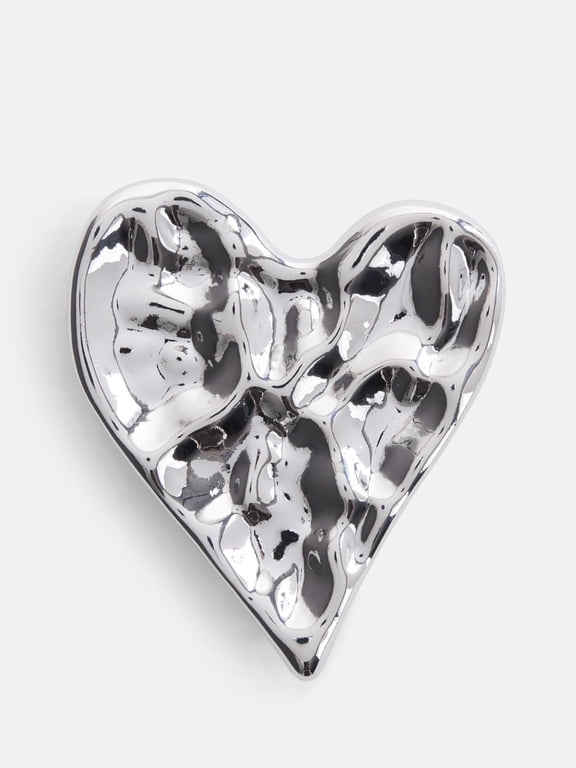 Heart Brooch, Silver-Tone