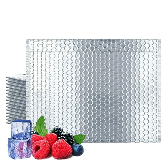 Silver Thermal Bubble Mailers, Metallic Self-Seal Insulated, 25 Count, 13.75 x 10.5 in