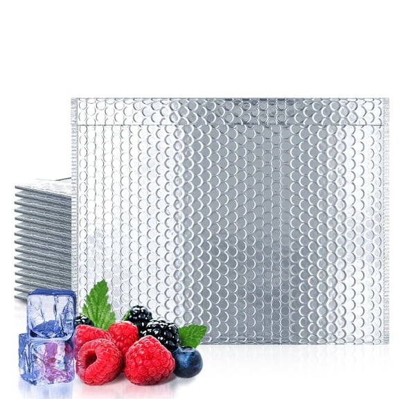 Thermal Bubble Mailers, Silver Foil Metallic Insulated Padded Shipping Envelopes, 50 count, 24 x 20 in