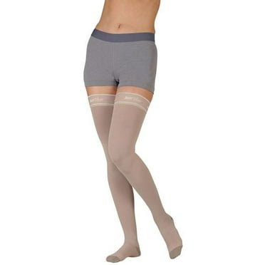Juzo 2061 Silver Soft Open Toe Thigh Highs w/ Silicone Band - 20-30 mmHg Reg Beige V