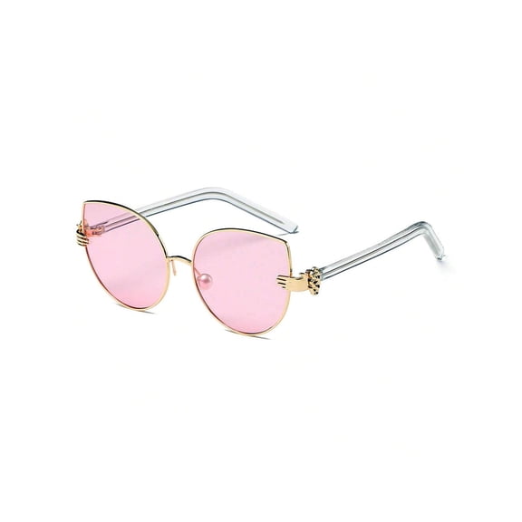 Silver Thin Frame Round Sunglasses - Pink Lens UV Protection Stylish Daily Eyewear