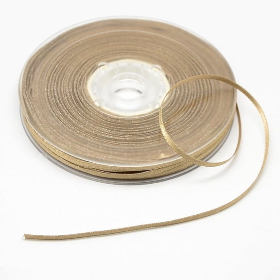 Silver Thread Grosgrain Ribbon for Wedding Festival Decoration Tan 1/4 inch(6mm) 1/4 inch about 100yards/roll(91.44m/roll)