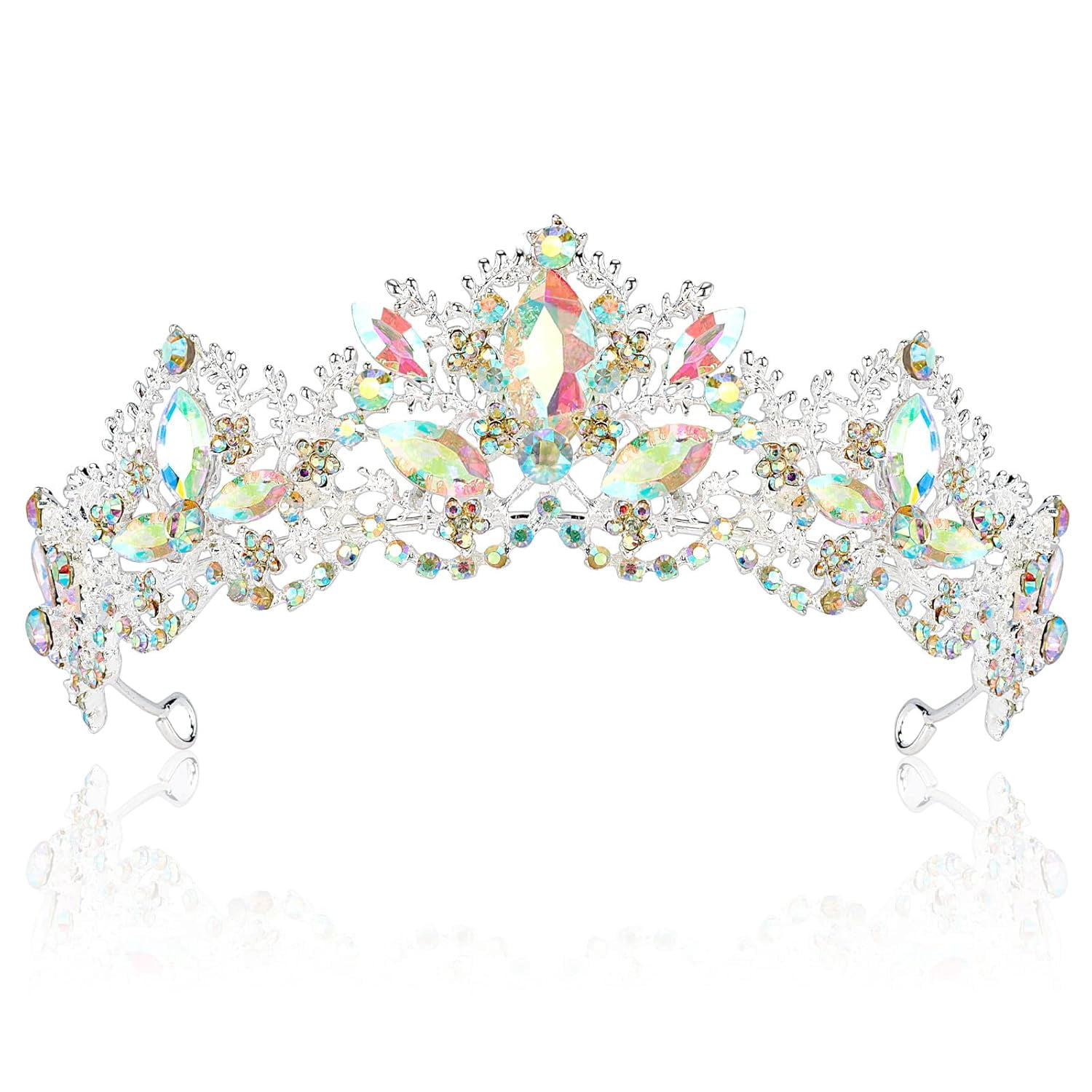 Silver Crystal Princess Crowns Tiaras Accessories for Weddings Prom Party Silver Tiara Crown Crystal Headband with Combs for Bride  main image 4