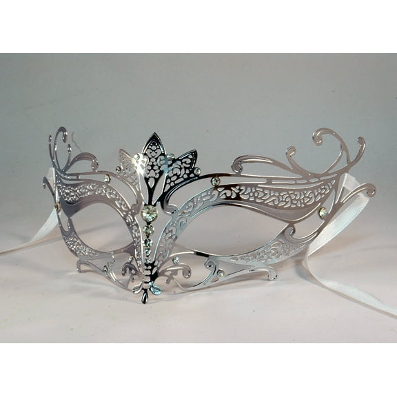 Silver Tiara Design Masquerade Mask Laser Cut Metal Mask