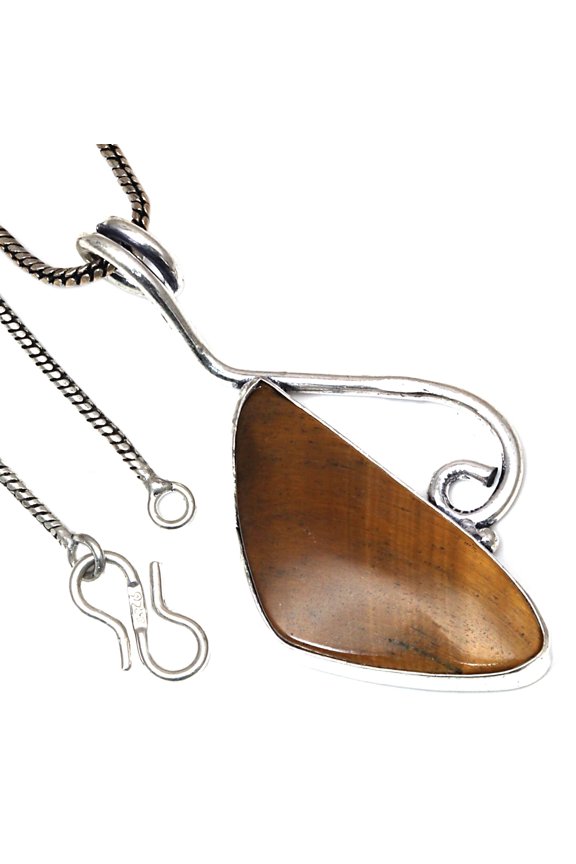 Silver Tiger's Eye Gemstone Valentine's Day Gifted Jewelry Pendants 2.25"