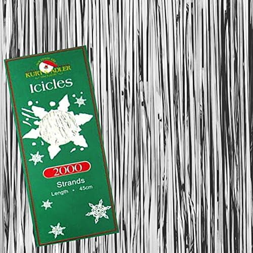 Silver Tinsel Strands 2000 18“ Icicle Strand Garlands Per Package