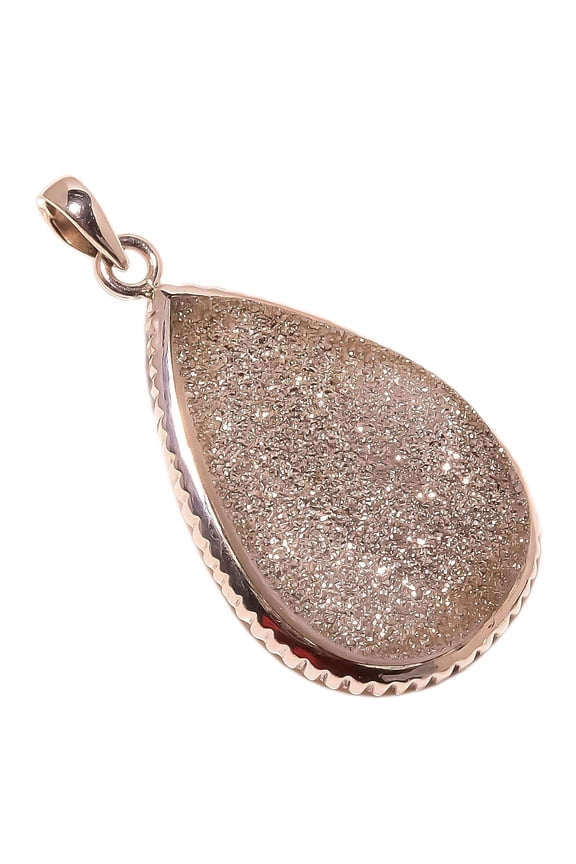 Silver Titanium Drusy Solid 925 Sterling Silver Pendant Size 2.05"Natural Pendant, Silver Pendant, 925 Sterling Silver Pendant, Drusy Quartz Pendant,