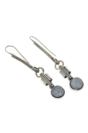 Silver Titanium Drusy Solid 925 Sterling Silver Earring Size 2.76", Dangle Handmade Earring, Drusy Quartz Earring, Silver Earring, Gemstone Earring, N