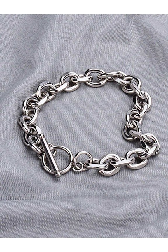 Silver Toggle Clasp Chain Bracelet For Men, Stainless Steel, 20cm