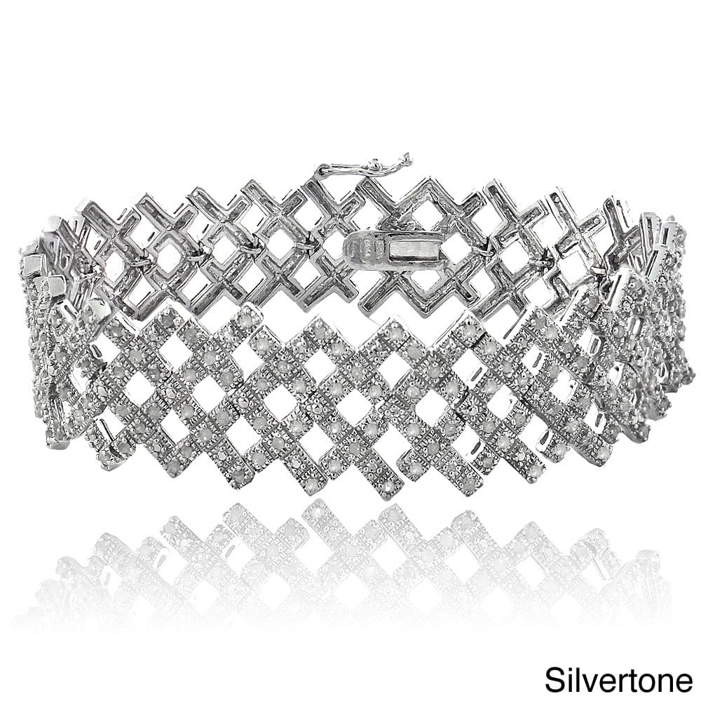 Silver Tone 2 Ct Diamond Criss-Cross Bracelet