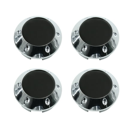Silver Tone 68mm Car Wheel Rim Center Hub Caps Cover with Black Badge Sticker 4pcs