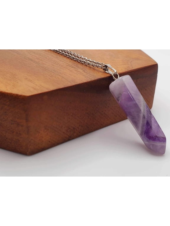 Silver Tone Amethyst Point Necklace - Daily Wear, Perfect Gift for Her or Him Unisex,