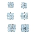 thumbnail image 1 of Silver-Tone Ascending Sized Square Shaped Stud Earrings Set With CZ Accent For Women 36TE10277CZ, 1 of 2