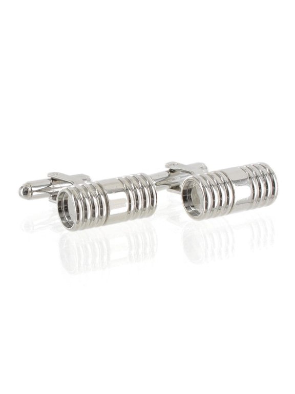 Silver Tone Barrel Cylinder Toggle Cufflinks Mens Adult Male
