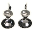 thumbnail image 1 of Silver-Tone & Black Colored Metal Dangle-Earrings With Crystal Accents #LQE3555, 1 of 2