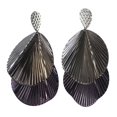 thumbnail image 1 of Silver-Tone & Black Colored Metal Drop-Dangle-Earrings #LQE3977, 1 of 2