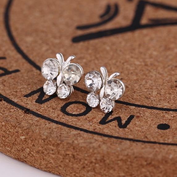 Silver Tone Butterfly Shaped Earrings