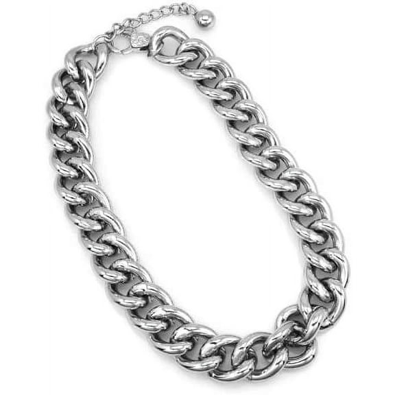 Silver Tone Chain Cuban Link Celebrity Inspired Rihanna, Jennifer Lopez, Kim Kardashian