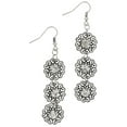 thumbnail image 1 of Silver Tone Circle Filigree Rhinestone Long Pierced Dangle Drop Earrings 3" Ladies Adult Female Women, 1 of 1