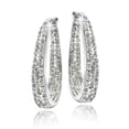 thumbnail image 1 of Silver Tone Crystal Inside-Out Oval Hoop Earrings, 1 of 3