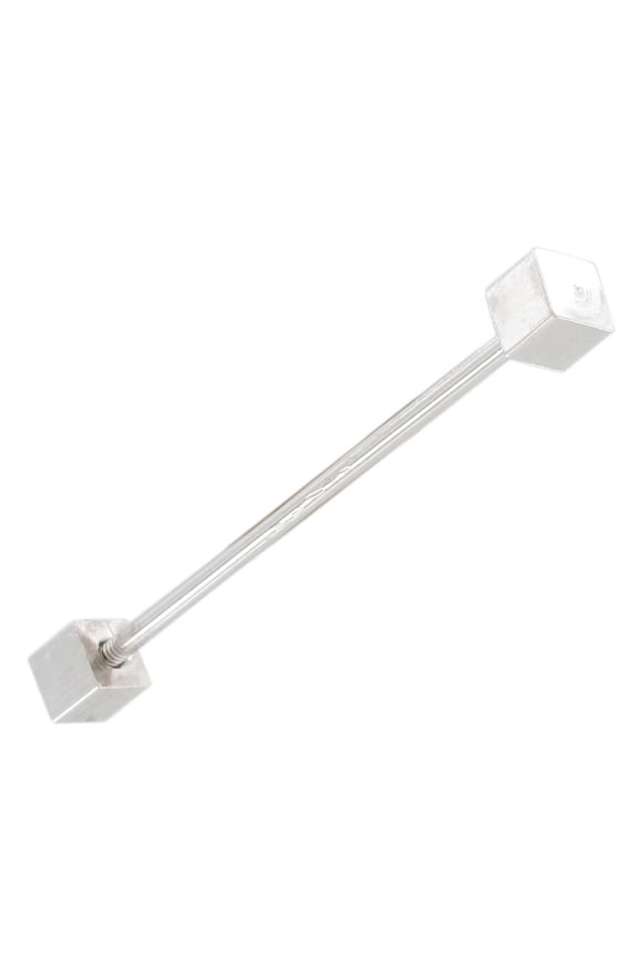 Silver Tone Cube Barbell Collar Pin 1 5/8" Men